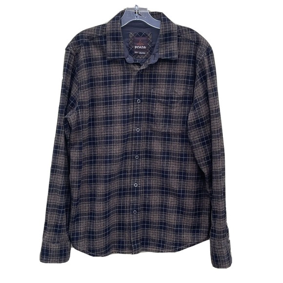Prana Other - PrAna Mens Wyndwell Brown Check Plaid Flannel Button Down Shirt Organic Cotton M